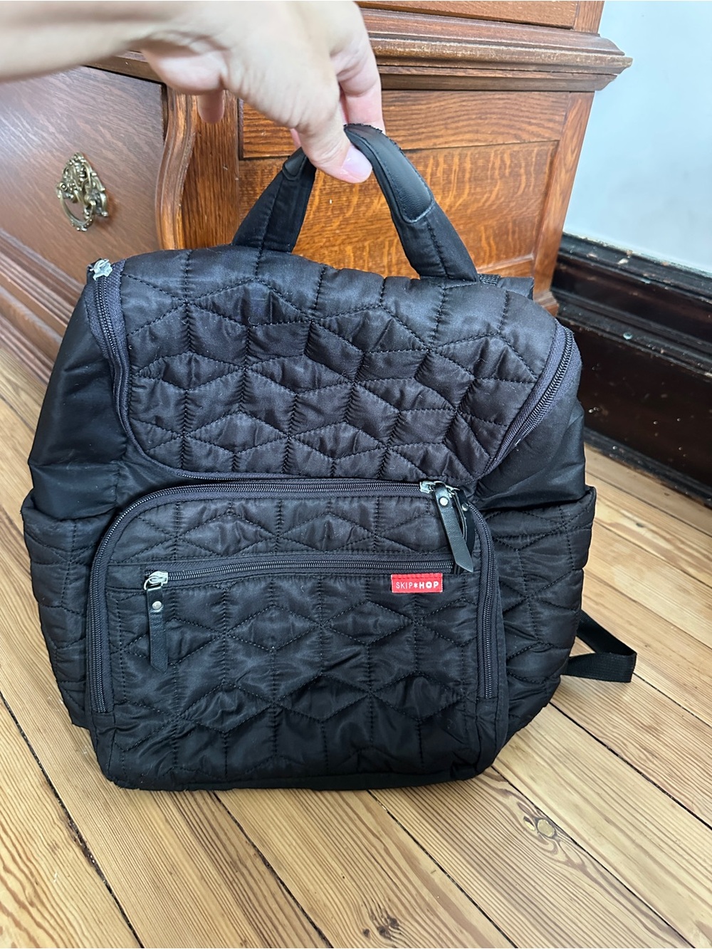 Skip Hop Forma Quilted Diaper Backpack – Jet Black Stroller Straps Parent Fav